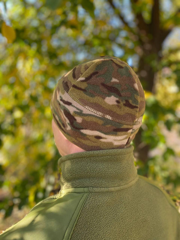 MultiCam Fleece Beanie - Olive & Black Pixel Camo
