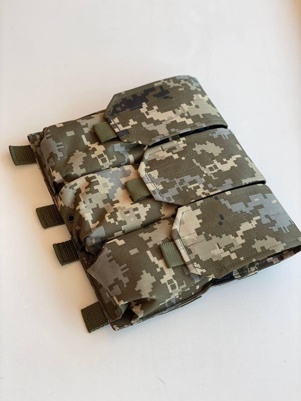 Triple AK Magazine Pouch, MOLLE, Button Closure, Multicam, Olive Drab