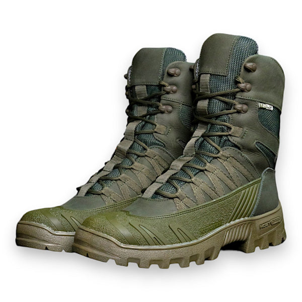 Long Combat Tactical Boots, Olive Green, Size 12 (46)