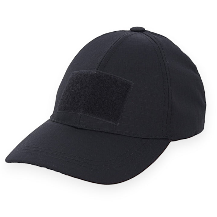 Ripstop Black Baseball Cap with Velcro Closure