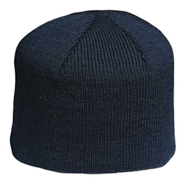 Blue Fleece Lined Knit Beanie Without Cuff
