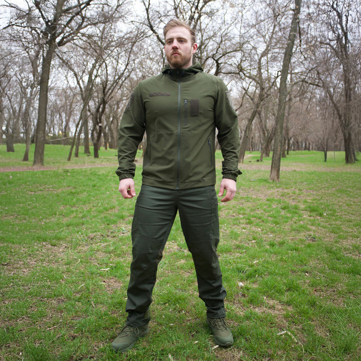 Klost Double Weave Tactical Jacket with Hood, Olive, 3XL