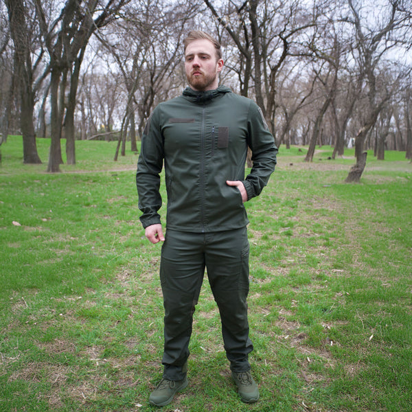 Klost Canvas Tactical Jacket with Hood, Olive, Size 3XL