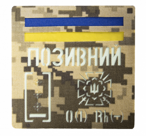 Camotec Call Sign/Blood Type Patch (4"x4") Pixel/Luminescent