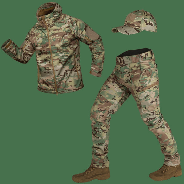 Multicam Softshell Suit with Cap Set
