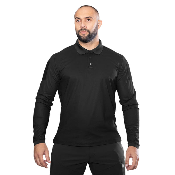 Patrol 2.0 Long Sleeve CoolPass Pique Polo Shirt - Black