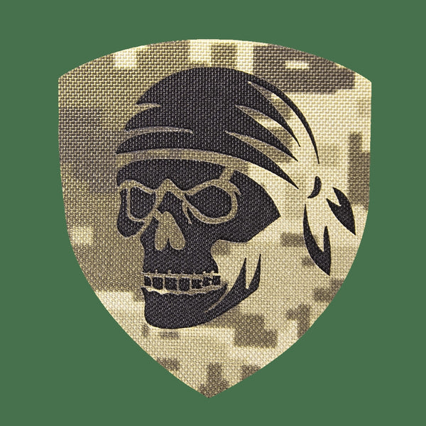 Camotec Skull With Bandana Patch (2.8" x 3.1") Pixel Camo