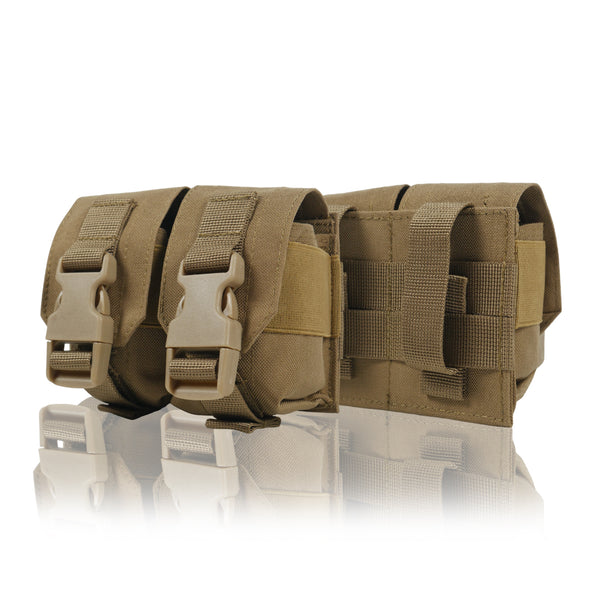 Kiborg GU Double Mag Pouch for 2 Grenades, Coyote Brown