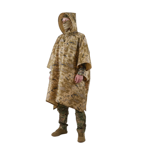 Kiborg Waterproof Poncho with Taped Seams in Pixel Camo