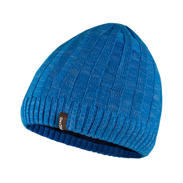 Dexshell Heathered Rib Knit Beanie, Waterproof, One Size (22-23 in), Blue